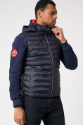 Оптом Куртка 2 в 1 мужская толстовка и жилетка темно-синего цвета 70131TS, фото 10