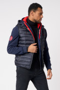 Оптом Куртка 2 в 1 мужская толстовка и жилетка темно-синего цвета 70131TS, фото 7