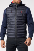 Оптом Куртка 2 в 1 мужская толстовка и жилетка темно-синего цвета 70131TS, фото 9