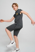 Оптом Спортивный костюм летний для мальчика серого цвета 701Sr, фото 3