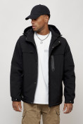 Оптом Куртка молодежная мужская весенняя с капюшоном черного цвета 702Ch, фото 13