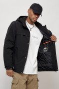 Оптом Куртка молодежная мужская весенняя с капюшоном черного цвета 702Ch, фото 14