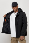 Оптом Куртка молодежная мужская весенняя с капюшоном черного цвета 702Ch в Уфе, фото 15