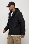 Оптом Куртка молодежная мужская весенняя с капюшоном черного цвета 702Ch в Волгоградке, фото 2