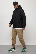Оптом Куртка молодежная мужская весенняя с капюшоном черного цвета 702Ch, фото 6