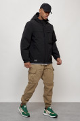 Оптом Куртка молодежная мужская весенняя с капюшоном черного цвета 702Ch в Уфе, фото 7