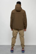 Оптом Куртка молодежная мужская весенняя с капюшоном коричневого цвета 702K в Волгоградке, фото 4