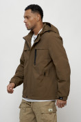 Оптом Куртка молодежная мужская весенняя с капюшоном коричневого цвета 702K в Ижевск, фото 6
