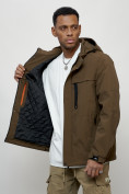 Оптом Куртка молодежная мужская весенняя с капюшоном коричневого цвета 702K, фото 8