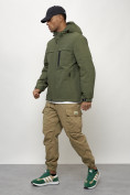Оптом Куртка молодежная мужская весенняя с капюшоном цвета хаки 702Kh в Перми, фото 2