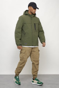 Оптом Куртка молодежная мужская весенняя с капюшоном цвета хаки 702Kh, фото 3