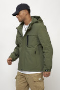 Оптом Куртка молодежная мужская весенняя с капюшоном цвета хаки 702Kh, фото 6