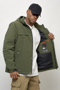 Оптом Куртка молодежная мужская весенняя с капюшоном цвета хаки 702Kh, фото 9