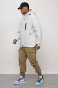 Оптом Куртка молодежная мужская весенняя с капюшоном светло-серого цвета 702SS, фото 2