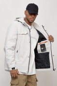 Оптом Куртка молодежная мужская весенняя с капюшоном светло-серого цвета 702SS, фото 9