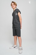 Оптом Спортивный костюм летний для мальчика серого цвета 703Sr в Баку, фото 3