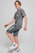 Оптом Спортивный костюм летний для мальчика светло-серого цвета 704SS, фото 4