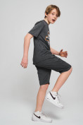 Оптом Спортивный костюм летний для мальчика серого цвета 704Sr в Астане, фото 2