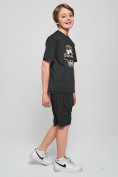 Оптом Спортивный костюм летний для мальчика темно-серого цвета 704TC, фото 2