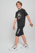 Оптом Спортивный костюм летний для мальчика темно-серого цвета 704TC, фото 3