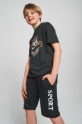 Оптом Спортивный костюм летний для мальчика темно-серого цвета 704TC, фото 7