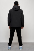 Оптом Куртка спортивная мужская весенняя с капюшоном черного цвета 705Ch в Оренбурге, фото 4