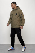 Оптом Куртка спортивная мужская весенняя с капюшоном темно-бежевого цвета 705TB, фото 2