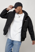 Оптом Куртка молодежная мужская весенняя с капюшоном черного цвета 708Ch в Саратове, фото 12
