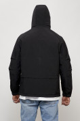Оптом Куртка молодежная мужская весенняя с капюшоном черного цвета 708Ch в Калининграде, фото 4