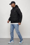 Оптом Куртка молодежная мужская весенняя с капюшоном черного цвета 708Ch в Сочи, фото 6