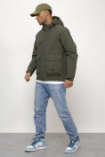 Оптом Куртка молодежная мужская весенняя с капюшоном цвета хаки 708Kh в Казани, фото 13