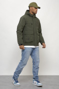 Оптом Куртка молодежная мужская весенняя с капюшоном цвета хаки 708Kh в Казани, фото 14
