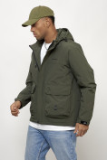 Оптом Куртка молодежная мужская весенняя с капюшоном цвета хаки 708Kh, фото 2