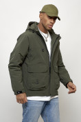 Оптом Куртка молодежная мужская весенняя с капюшоном цвета хаки 708Kh, фото 3