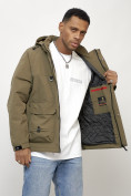 Оптом Куртка молодежная мужская весенняя с капюшоном темно-бежевого цвета 708TB, фото 10
