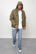 Оптом Куртка молодежная мужская весенняя с капюшоном темно-бежевого цвета 708TB, фото 14