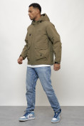 Оптом Куртка молодежная мужская весенняя с капюшоном темно-бежевого цвета 708TB, фото 2