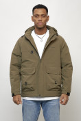 Оптом Куртка молодежная мужская весенняя с капюшоном темно-бежевого цвета 708TB, фото 6