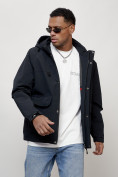 Оптом Куртка молодежная мужская весенняя с капюшоном темно-синего цвета 708TS, фото 13