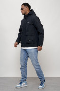 Оптом Куртка молодежная мужская весенняя с капюшоном темно-синего цвета 708TS, фото 2