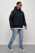 Оптом Куртка молодежная мужская весенняя с капюшоном темно-синего цвета 708TS, фото 3