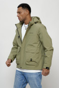 Оптом Куртка молодежная мужская весенняя с капюшоном светло-зеленого цвета 708ZS, фото 2