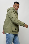 Оптом Куртка молодежная мужская весенняя с капюшоном светло-зеленого цвета 708ZS, фото 6
