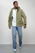 Оптом Куртка молодежная мужская весенняя с капюшоном светло-зеленого цвета 708ZS, фото 8
