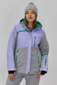 Оптом Горнолыжная куртка женская зимняя сиреневого цвета 7092Sn