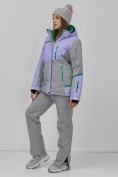 Оптом Горнолыжная куртка женская зимняя сиреневого цвета 7092Sn, фото 10