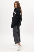 Оптом Джинсовая куртка женская оверсайз черного цвета 7106Ch, фото 6