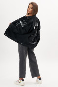 Оптом Джинсовая куртка женская оверсайз черного цвета 7106Ch, фото 7