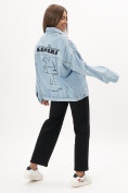 Оптом Джинсовая куртка женская оверсайз голубого цвета 7106Gl, фото 4