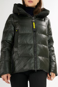 Оптом Куртка зимняя big size болотного цвета 72117Bt в Казани, фото 10